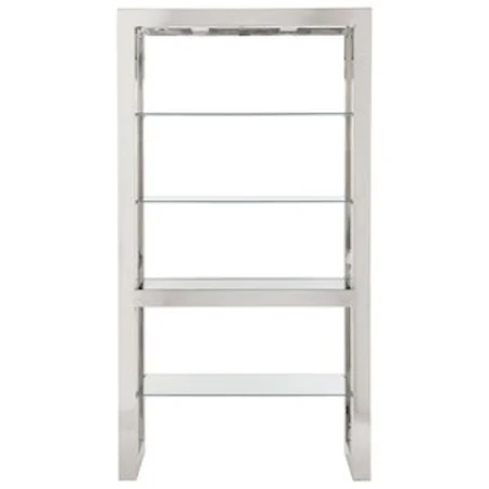 4 Shelf Etagere with Polished Stainless Steel Frame